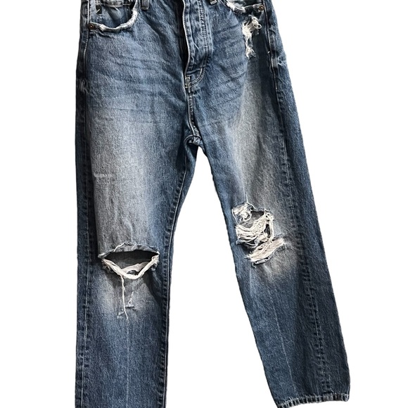 Disstressed Light Blue Denim Jeans - Picture 4 of 12